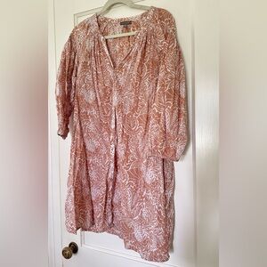 Lilla P Brown and White Leaf Print Dress